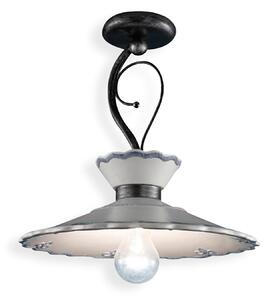 Plafoniera Classica Ravenna Metallo E Ceramica Nero Sfumato Arg. 31Cm 1 Luce E27