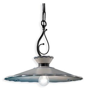 Lampadario Classico Ravenna Metallo E Ceramica Nero Sfumato Arg. 31Cm 1 Luce E27