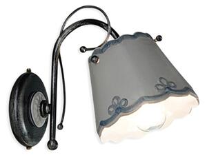 Applique Classica Ravenna Metallo E Ceramica Nero Sfumato Argento 1 Luce E14