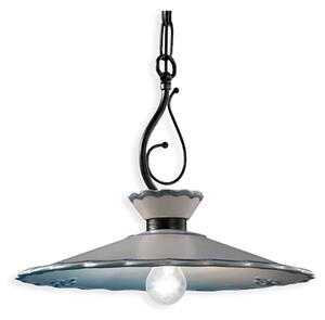 Lampadario Classico Ravenna Metallo Ceramica Nero Sfumato Arg. 44 Cm 1 Luce E27