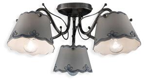 Plafoniera Classica Ravenna Metallo E Ceramica Nero Sfumato Argento 3 Luci E14