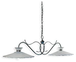 Lampadario Classico Ravenna Metallo E Ceramica Nero Sfumato Arg. 31Cm 2 Luci E27
