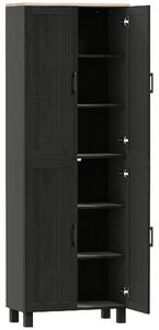 HOMCOM Mobile Dispensa da Cucina in Legno con 5 Ripiani Regolabili e 4 Ante, 60x30x170.5 cm, Nero | Aosom Italy