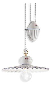 Lampadario Classico Roma Ceramica E Ottone Satinato Decorato Filo Blu 1 Luce E27