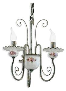 Lampadario Classico Sanremo Metallo E Ceramica Verde Sfumato Oro 3 Luci E14