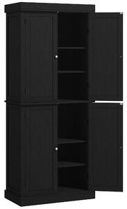 HOMCOM Mobile Cucina Alto con 6 Ripiani Regolabili e 4 Ante in Legno, 76x40.5x184 cm, Nero | Aosom Italy