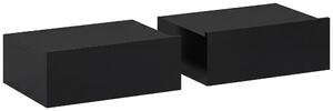 HOMCOM Set di 2 Comodini Sospesi Moderni con Cassetto in Legno, 40x30x15cm, Nero | Aosom Italy
