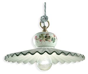 Lampadario Classico Roma Ceramica E Ottone Satinato Decorato 31Cm 1 Luce E27