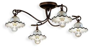Plafoniera Classica Roma Metallo E Ceramica Nero Sfumato Rame 4 Luci E14