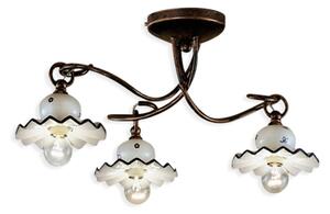 Plafoniera Classica Roma Metallo E Ceramica Nero Sfumato Rame 3 Luci E14