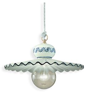 Lampadario Classico Roma Ceramica E Ottone Satinato Decorato 1 Luce E27