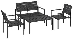 Outsunny Set Salotto da Giardino Mobili da Giardino Resistente 4 Pezzi, Nero | Aosom Italy