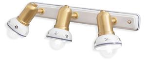 Applique Classica Savona Ceramica E Ottone Satinato Decorato Filo Blu 3 Luci E14