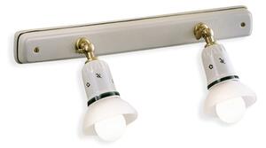 Applique Classica Savona Ceramica E Ottone Satinato 2 Luci E14