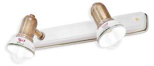 Applique Classica Savona Metallo E Ceramica Ottone Brunito 2 Luci E14