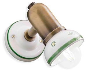 Applique Classica Savona Ceramica E Ottone Brunito Decorato 1 Luce E14
