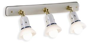 Applique Classica Savona Ceramica E Ottone Satinato Decorato 3 Luci E14