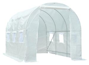 Outsunny Serra da Giardino a Tunnel 3.5x2x2m in PE Anti-UV con Porta e 6 Finestre Avvolgibili, Struttura in Metallo,Serra per Orto Bianco| Aosom Italy