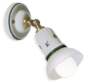 Applique Classica Savona Ceramica E Ottone Satinato Decorato Filo Blu 1 Luce E14