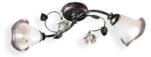 Plafoniera Classica Siena Metallo E Ceramica Nero Sfumato Argento 2 Luci E14