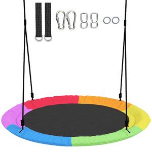 AIYAPLAY Altalena Nido per Bambini 3-8 Anni con Corde e Cinghie, in PE e Tessuto Oxford, 100x100x180 cm, Multicolore | Aosom Italy