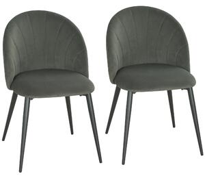 HOMCOM Set 2 Sedie da Pranzo Imbottite con Schienale a Conchiglia in Velluto, 52x55x79 cm, Grigio | Aosom Italy