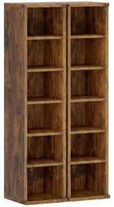 HOMCOM Set 2 Mobili Porta CD con Ripiani Regolabili per 204 CD in Legno, 21x22.5x88.5 cm, Marrone Rustico | Aosom Italy