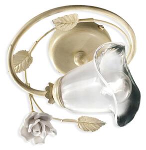 Plafoniera Classica Siena Metallo E Ceramica Bianco Sfumato Oro 1 Luce E14