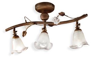 Plafoniera Classica Siena Metallo E Ceramica Ruggine Decorato Lucido 3 Luci E14