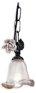 Lampadario Classico Siena Metallo E Ceramica Nero Sfumato Argento 1 Luce E14