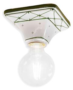 Plafoniera Classica Trieste Bianco Decorato Filo Verde Prato 1 Luce E27
