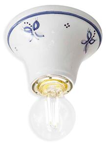 Plafoniera Classica Trieste Bianco Decorato Filo Blu 1 Luce E14