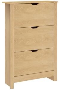 HOMCOM Scarpiera Slim per 18 Paia di Scarpe, 3 Cassetti con 2 Ripiani Regolabili e Rimovibili, 72x26x112 cm, Naturale | Aosom Italy