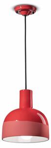 Lampadario Vintage Decò Caxixi Ceramica Rosso Corallo 1 Luce E27