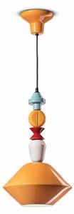 Sospensione Piccola Vintage Decò Lariat Ceramica Giallo 1 Luce E27
