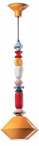 Sospensione Grande Vintage Decò Lariat Ceramica Giallo 1 Luce E27