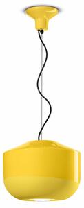 Sospensione Grande Vintage Decò Bellota Ceramica Giallo Limone 1 Luce E27