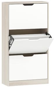 HOMCOM Scarpiera Salvaspazio Slim a 3 Cassetti per 18 Paia di Scarpe 62.5x26x117.5 cm, color Legno e Bianco | Aosom Italy