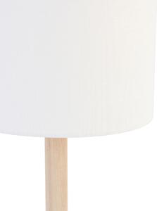 Lampada da tavolo rurale in legno con paralume bianco - Mels