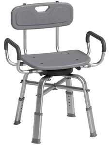 HOMCOM Sedia per Doccia Girevole ad Altezza Regolabile con Braccioli, Schienale, Capacità 150 kg, Grigio | Aosom Italy