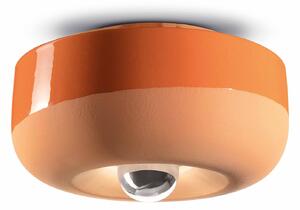 Plafoniera Vintage Decò Bellota Ceramica Arancio Pesca 1 Luce E27