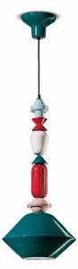 Sospensione Media Vintage Decò Lariat Ceramica Verde Petrolio 1 Luce E27