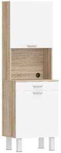 HOMCOM Buffet da cucina con Cassetto e Ripiani, Credenza alta con 2 ante e piano di lavoro, 55x40x174 cm, bianco e legno naturale | Aosom Italy