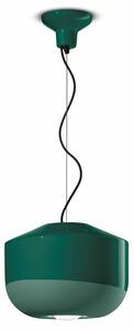 Sospensione Grande Vintage Decò Bellota Ceramica Verde Bottiglia 1 Luce E27