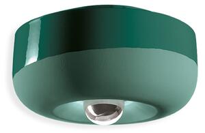 Plafoniera Vintage Decò Bellota Ceramica Verde Bottiglia 1 Luce E27