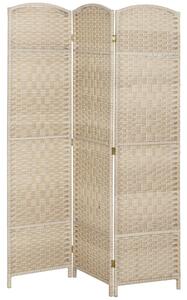 HOMCOM Paravento da Interno a 3 Pannelli Pieghevole, 135x180 cm, Separé Intrecciato in PP e Legno di Pino, Rovere | Aosom Italy