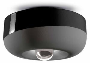 Plafoniera Vintage Decò Bellota Ceramica Nero Carbone 1 Luce E27