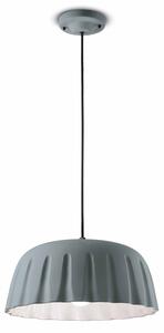 Sospensione Grande Vintage Decò Madame Gres Ceramica Grigio Tele 1 Luce E27