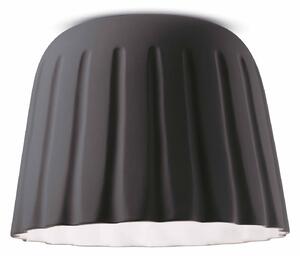 Plafoniera Piccola Vintage Decò Madame Gres Ceramica Grigio Nerastro 1 Luce E27