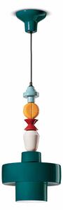 Sospensione Piccola Tonda Vintage Decò Lariat Ceramica Verde 1 Luce E27